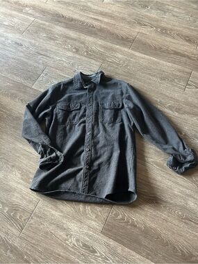 Men's Long Sleeve Button-Up Shirt Jacket - Charcoal Gray